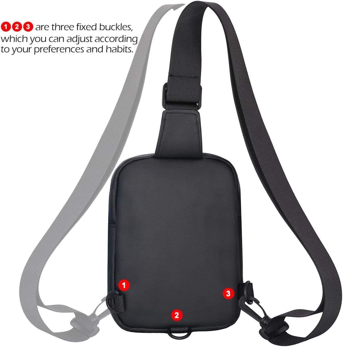 Fanny Pack - Small Sling Bag for Men & Women, Water-Resistant Travel Crossbody Chest Bag - Black