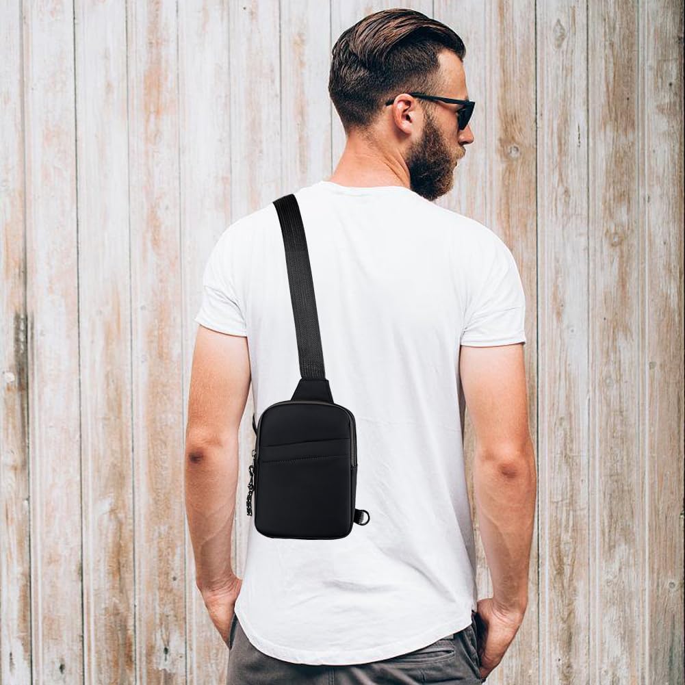 Fanny Pack - Small Sling Bag for Men & Women, Water-Resistant Travel Crossbody Chest Bag - Black