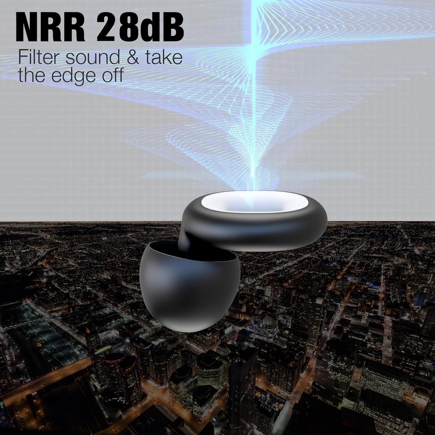 Ear Plugs for Sleeping, Noise Cancelling & Motorcycle Wind Noise - Reusable Earplugs & Hearing Protection in Soft Flexible Silicone for Sleep, Concerts or Focus - NRR 28Db Earplugs, 8 Tips S/M/L/XL