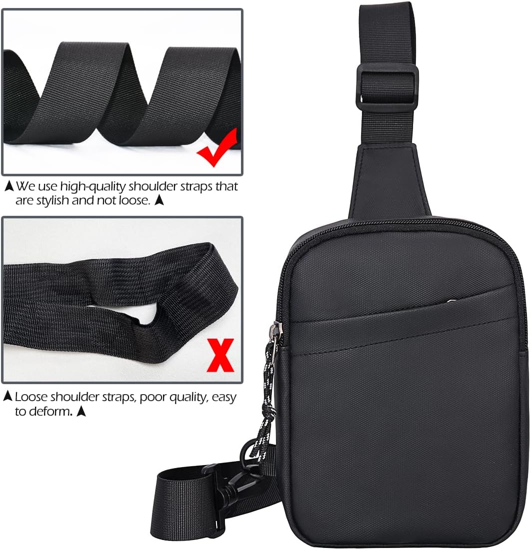 Fanny Pack - Small Sling Bag for Men & Women, Water-Resistant Travel Crossbody Chest Bag - Black
