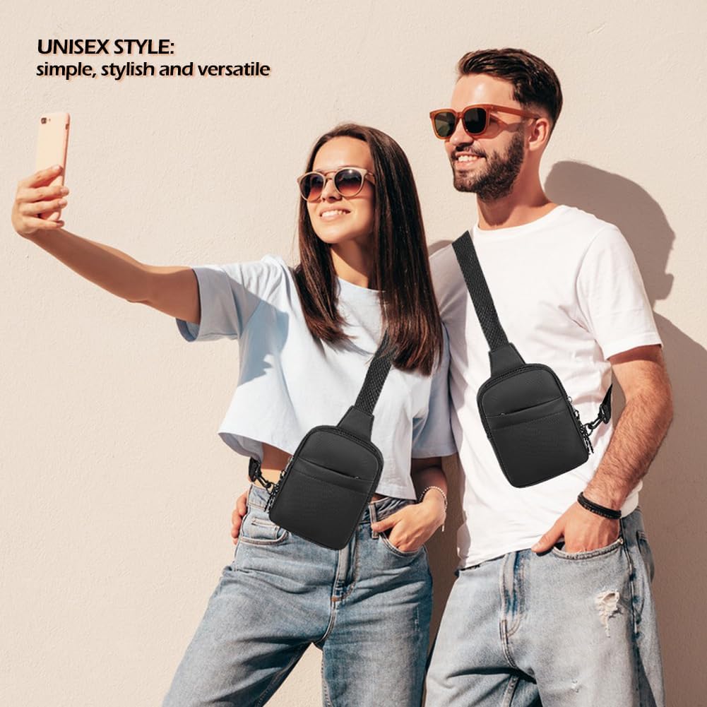 Fanny Pack - Small Sling Bag for Men & Women, Water-Resistant Travel Crossbody Chest Bag - Black