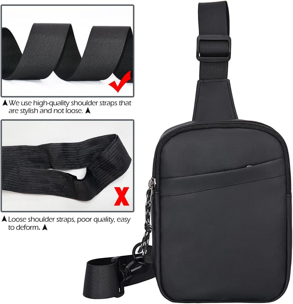Fanny Pack - Small Sling Bag for Men & Women, Water-Resistant Travel Crossbody Chest Bag - Black