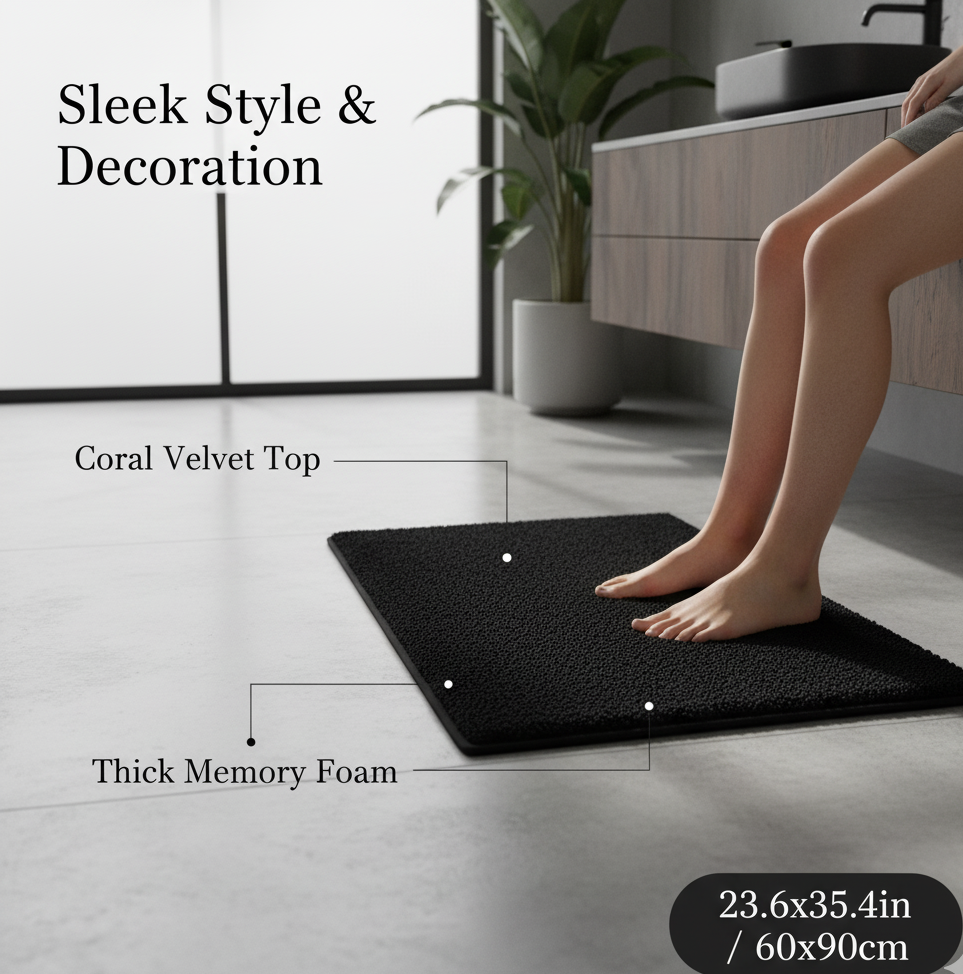 Coral Velvet Comfort Mat – Super Soft, Anti-Slip, Instant Absorb Floor Mat