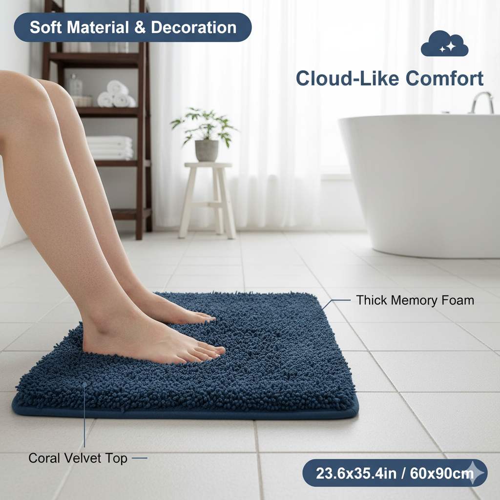 Coral Velvet Comfort Mat – Super Soft, Anti-Slip, Instant Absorb Floor Mat