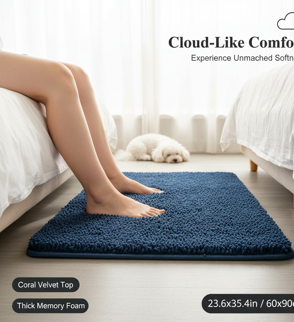Coral Velvet Comfort Mat – Super Soft, Anti-Slip, Instant Absorb Floor Mat